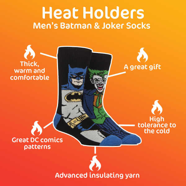 Heat Holders Batman Joker thermal socks, imported from the UK