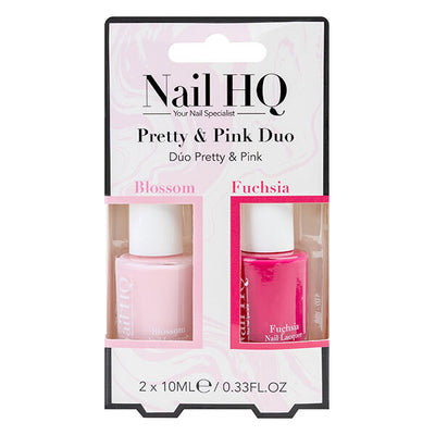 Superdrug Nail HQ Pretty & Pink Duo Nail Polish Set in Fuchsia and Blossom- Buy online at McGrocer