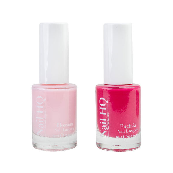 Nail HQ Pretty & Pink Duo nail polish shades Fuchsia and Blossom (British brand)
