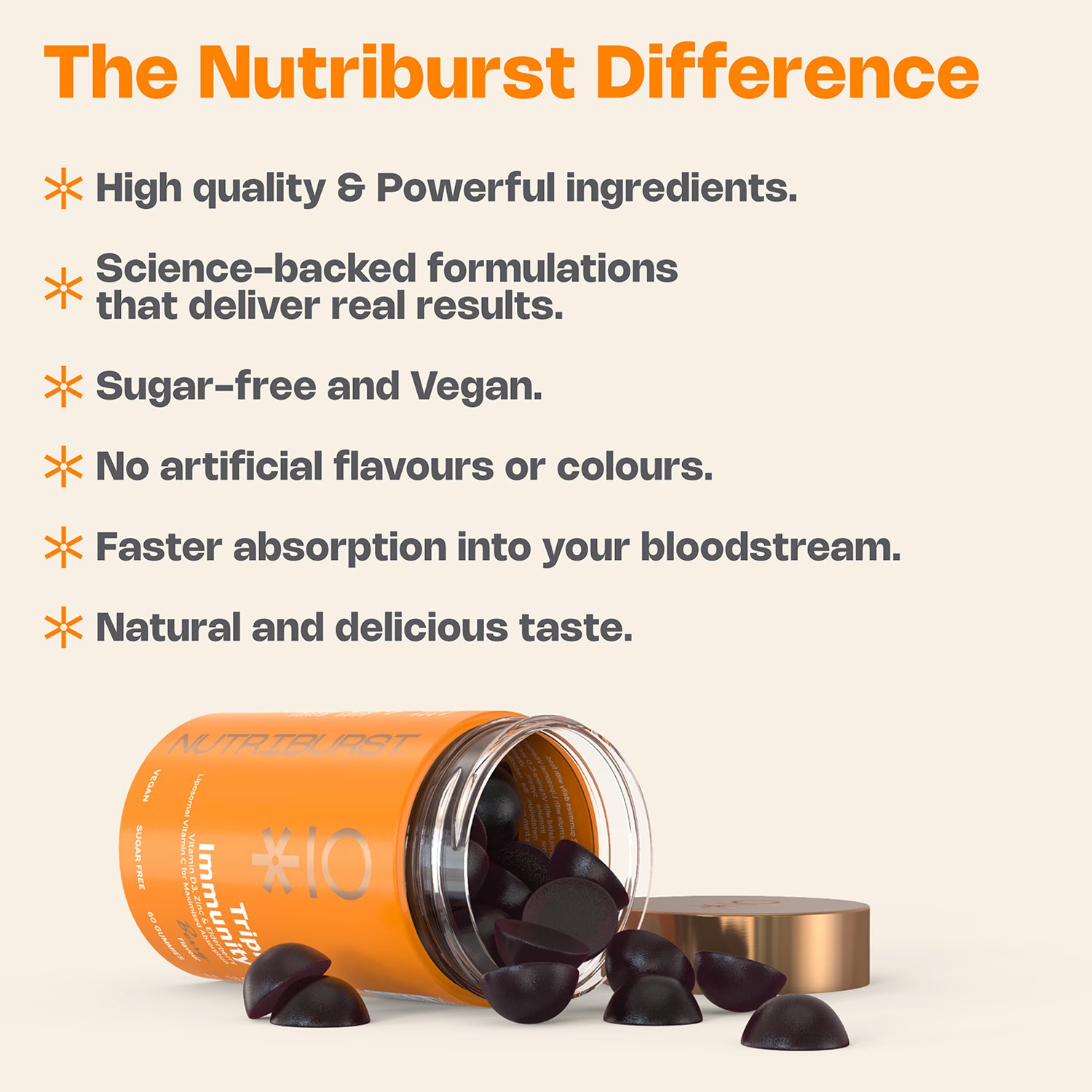 Nutriburst Triple Immunity gummies 60 gummies, UK version
