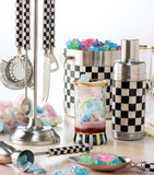 MacKenzie-Childs Courtly Check cocktail shaker, imported from the UK