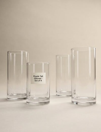 M&S Celine Set of 4 Ribbed Hi Ball Drinking Glasses- Buy online at McGrocer
