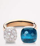 Pomellato Nudo ring blue topaz diamond 18kt rose gold, imported from the UK
