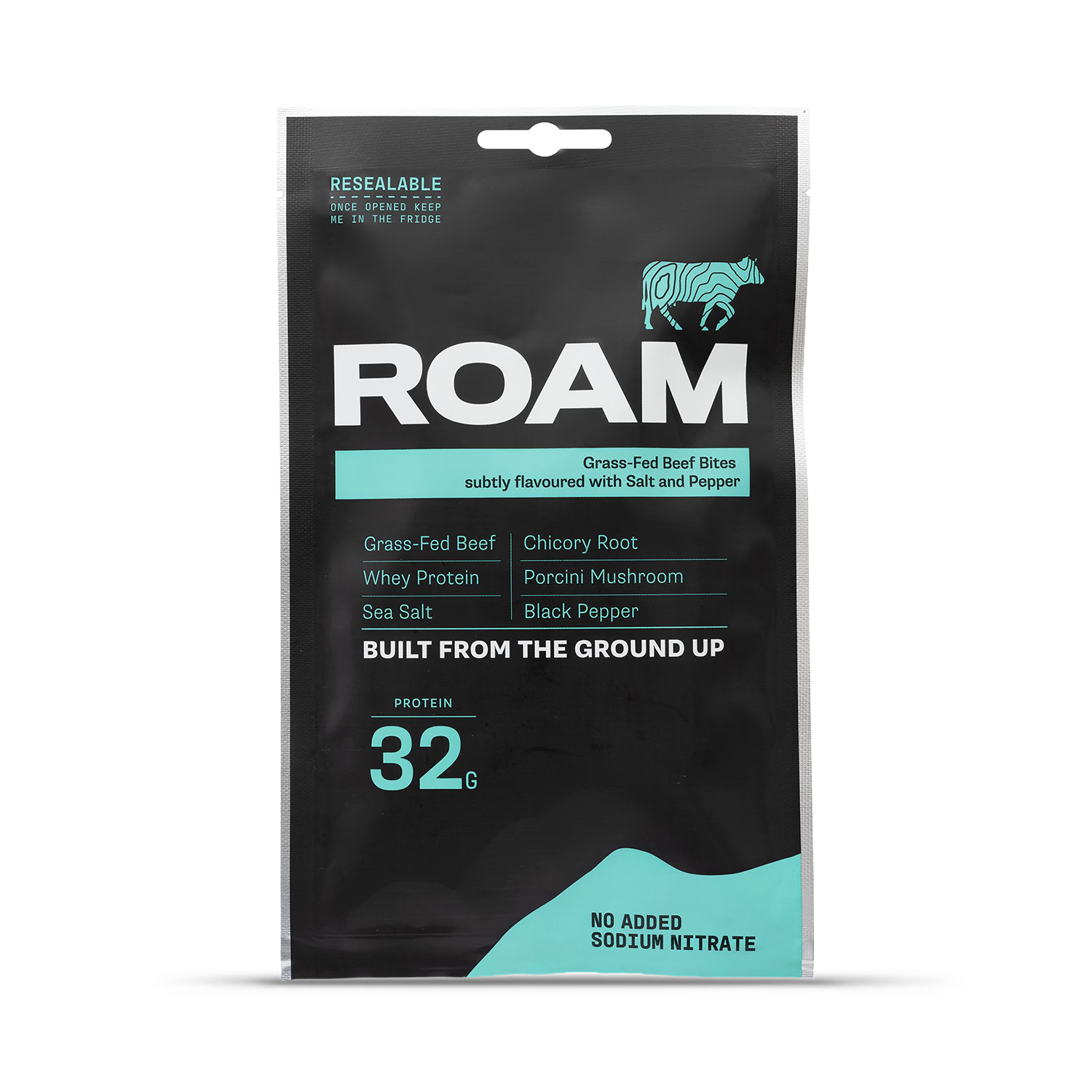 ROAM salt and pepper grass-fed beef bites 70g sharing bag (British brand)