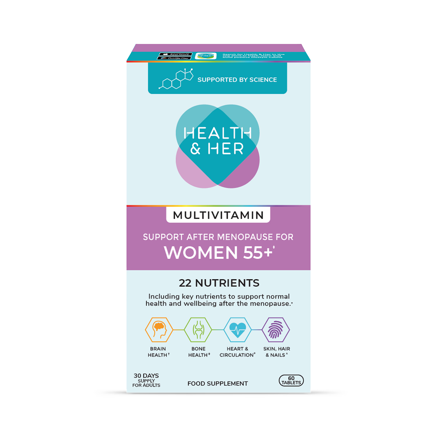 Health & Her multivitamin supplement Women 55+ 60 tablets - British product