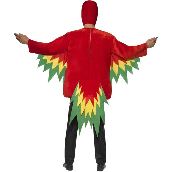 Smiffys red parrot costume with winged tabard and hood, UK version
