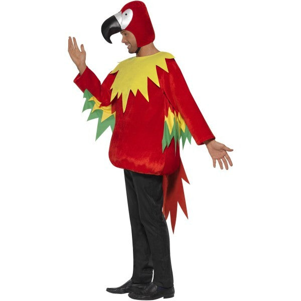 Smiffys red parrot costume with winged tabard and hood, UK version