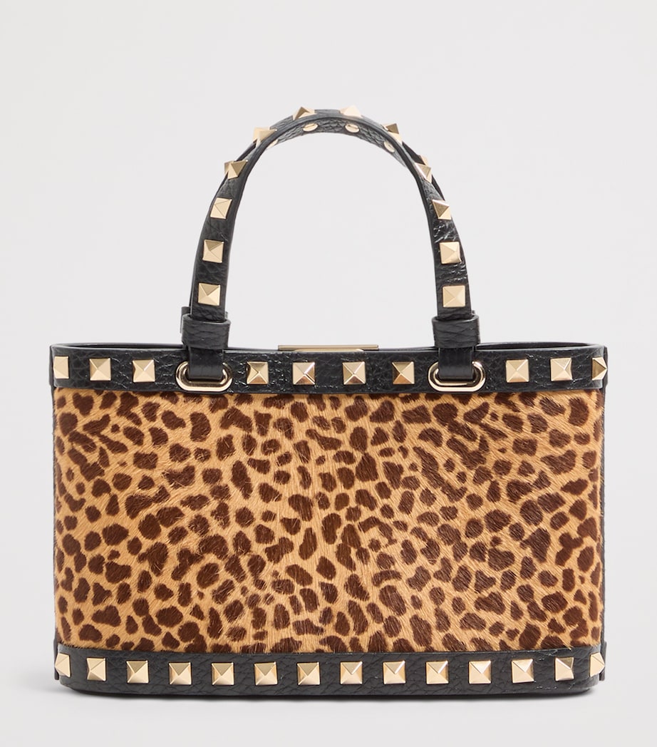 Valentino Garavani mini leather Rockstud bag leopard print, imported from the UK
