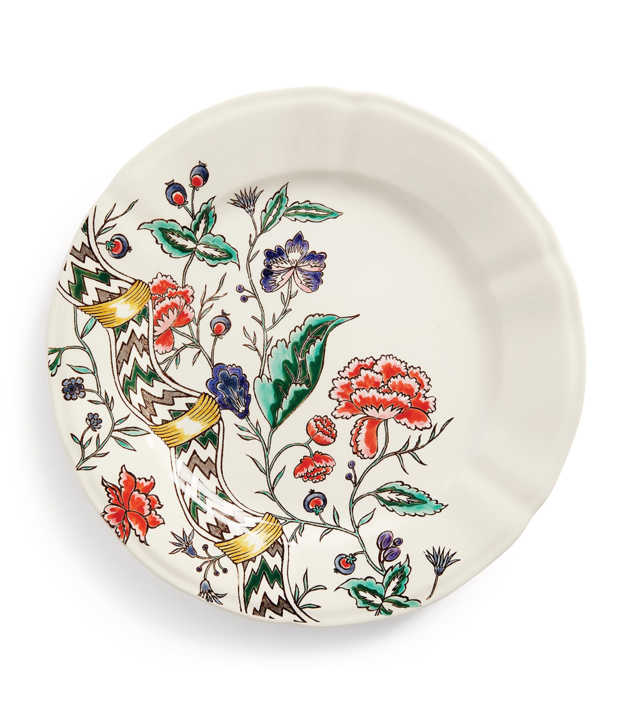 Gien Dominoté hand-painted floral dinner plate 27cm, UK version