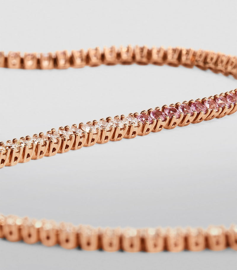 Anita Ko Hepburn bracelet with rose gold diamonds and pink sapphires (British brand)