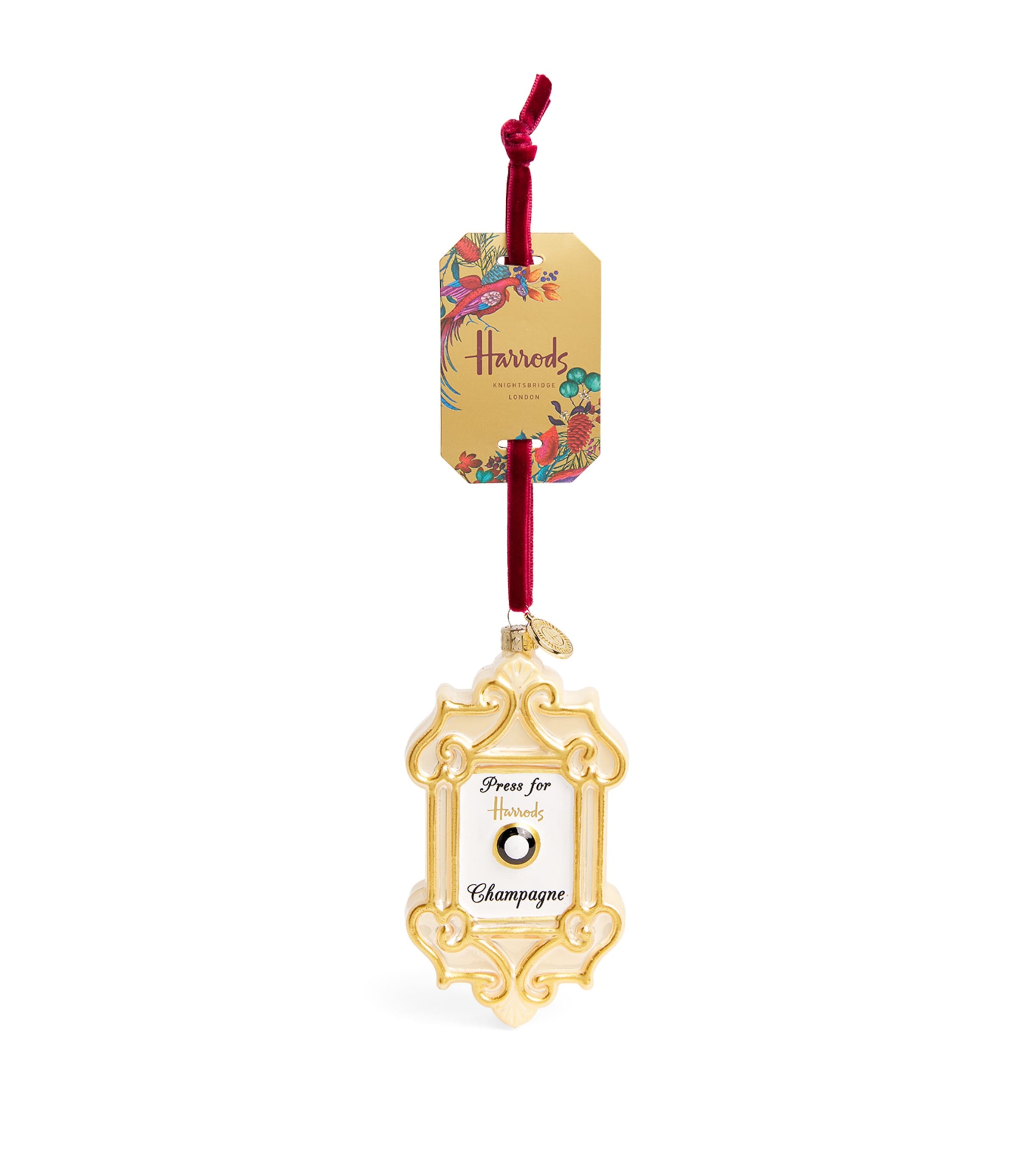 Harrods Champagne Doorbell ornament, imported from the UK