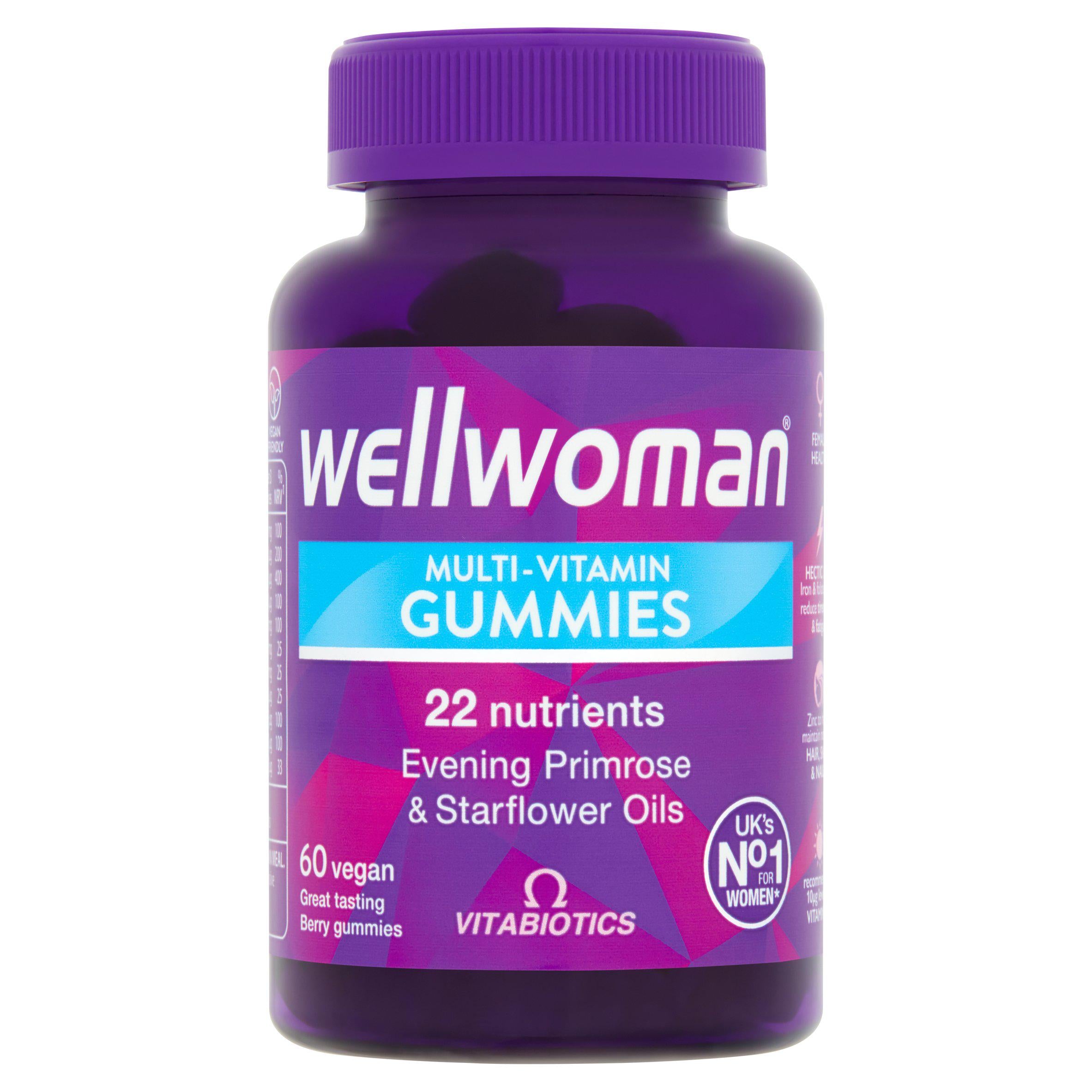 Vitabiotics Wellwoman Multi-Vitamin Vegan Gummies Natural Berry Flavour x60 Vitamins Minerals & Supplements Sainsburys   