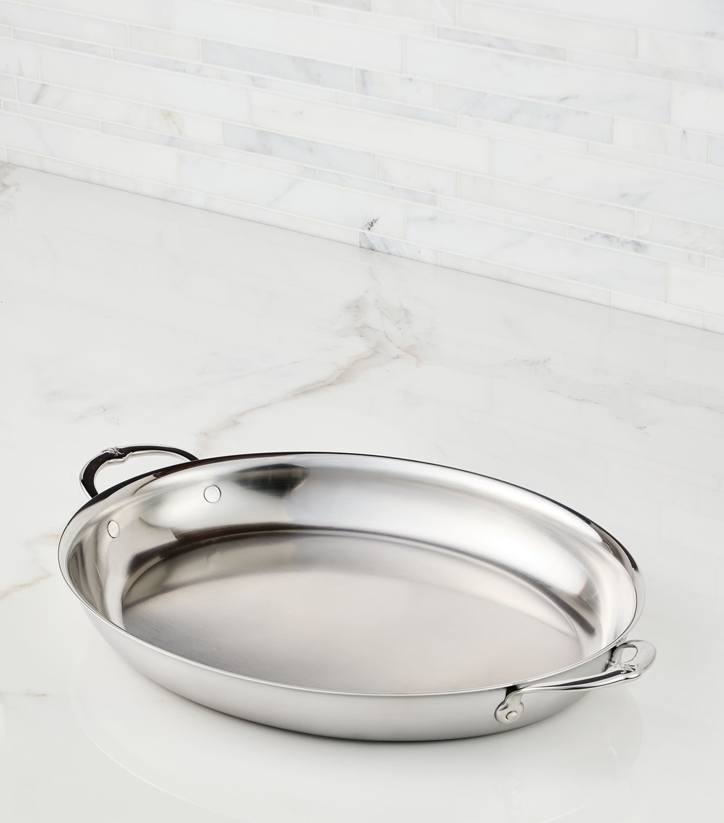 Hestan stainless steel oval au gratin dish 33.5cm, UK version
