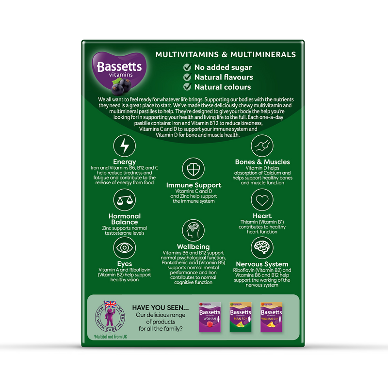 Bassetts multivitamin pastilles blackcurrant 30 pastilles, UK version