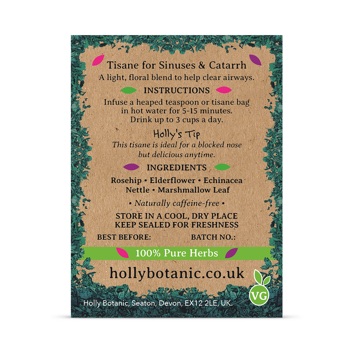 Holly Botanic Breathe Tisane 60 cup loose - British product