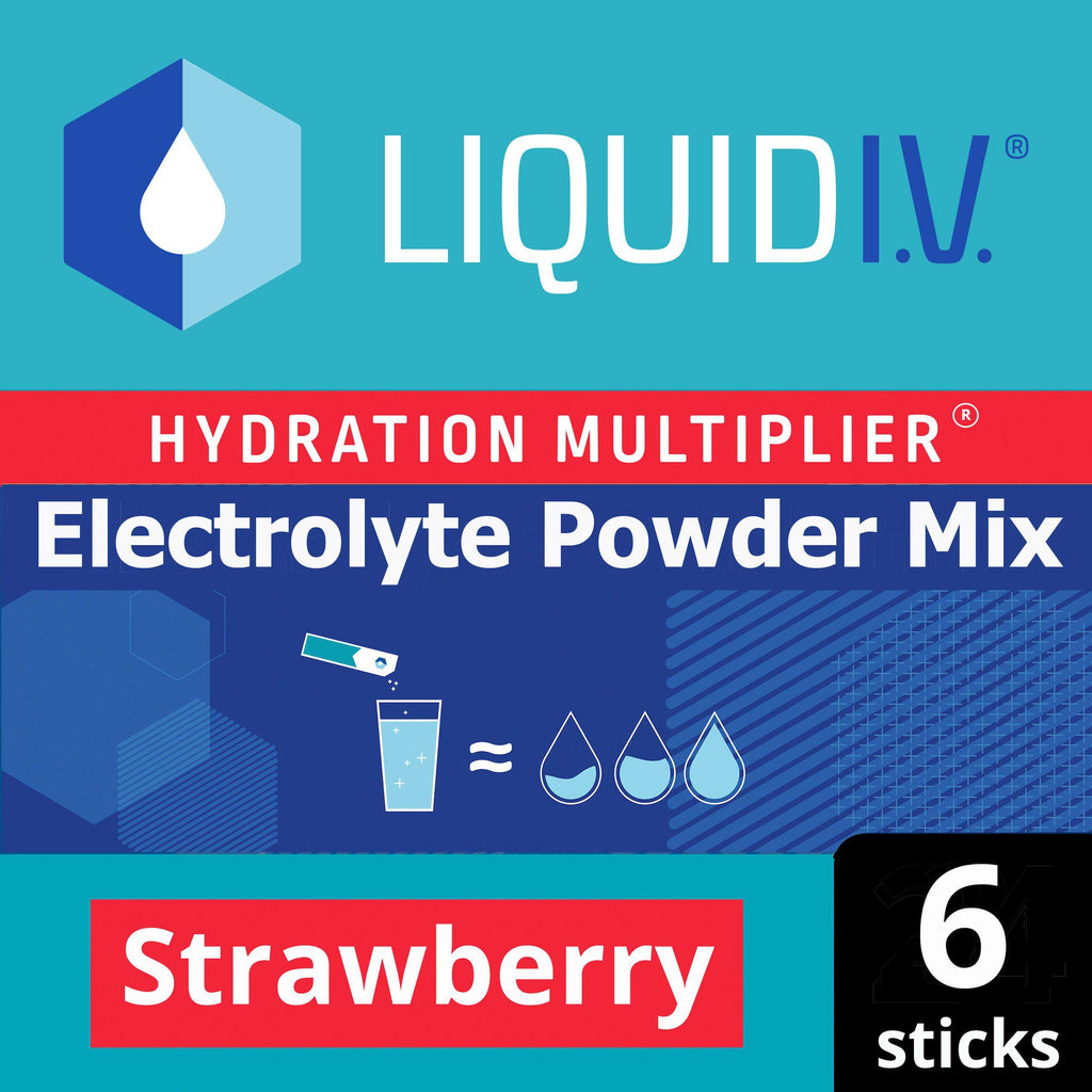 Liquid IV Hydration Multiplier Electrolyte Powder Mix Food Supplement Strawberry Sachets x6