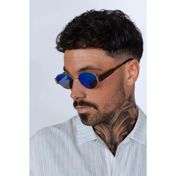 SVNX oval metal frame sunglasses in gold green (British brand)