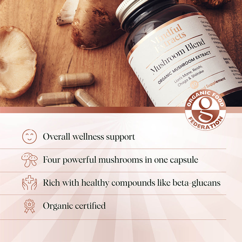 Mindful Extracts Organic Mushroom Blend 60 Vegan Capsules