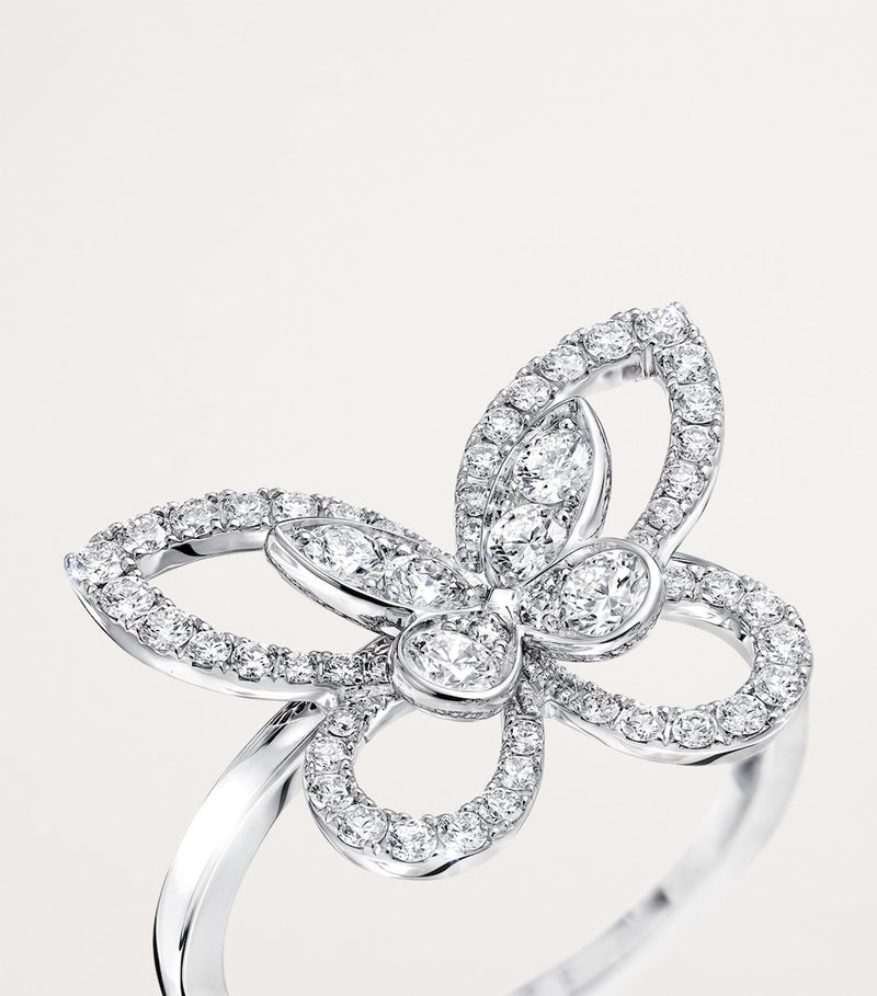 Graff diamond butterfly ring in white gold, imported from the UK