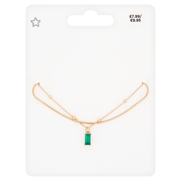 Superdrug Studio London Green Stone Double Layer Necklace GOODS Superdrug   