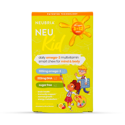 Neubria Neu Kid Multivitamin + Omega-3 Jordbær Sitrus Smak Barnemyke Tyggis 30