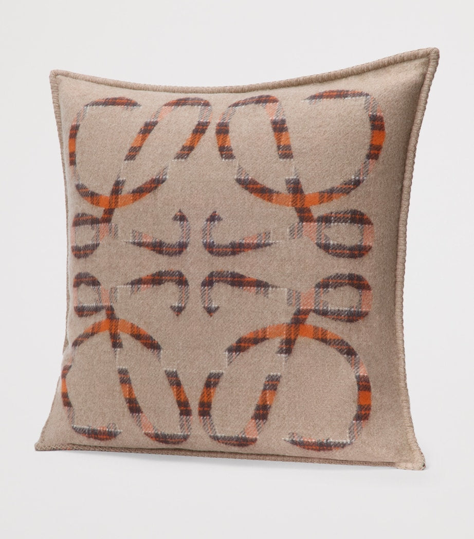 LOEWE cashmere and wool check motif cushion 51cm x 51cm, UK version