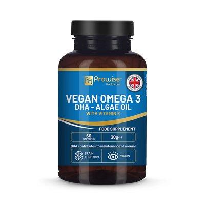 Holland & Barrett Prowise Healthcare Vegan Omega-3 DHA from Algae Oil 60 Softgels with Vitamin E- Buy online at McGrocer