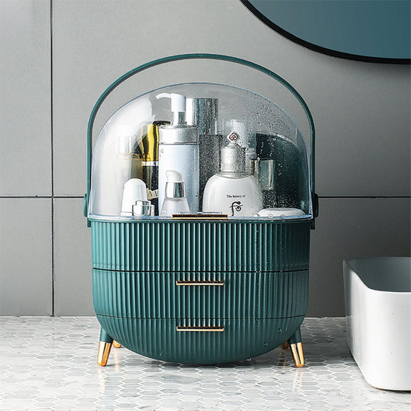 Livingandhome green plastic makeup organizer with drawers (British brand)