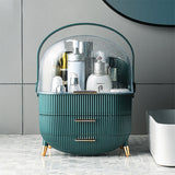 Livingandhome green plastic makeup organizer with drawers (British brand)