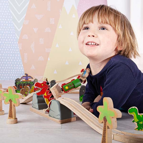 Bigjigs Rail T-Rex Bursting Bridge GOODS Superdrug   