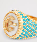 L'Atelier Nawbar Yellow Gold Diamond Turquoise Moonlight Ring, UK version