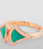 Bvlgari rose gold diamond malachite Divas' Dream ring, imported from the UK