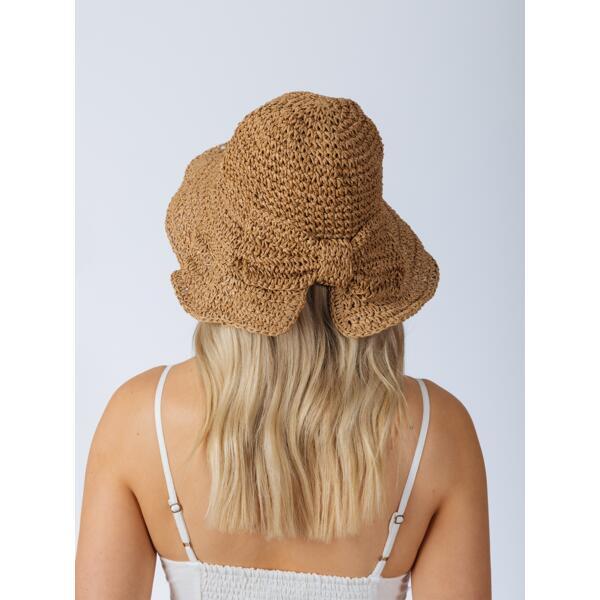 SVNX bowknot straw sun hat brown - British product