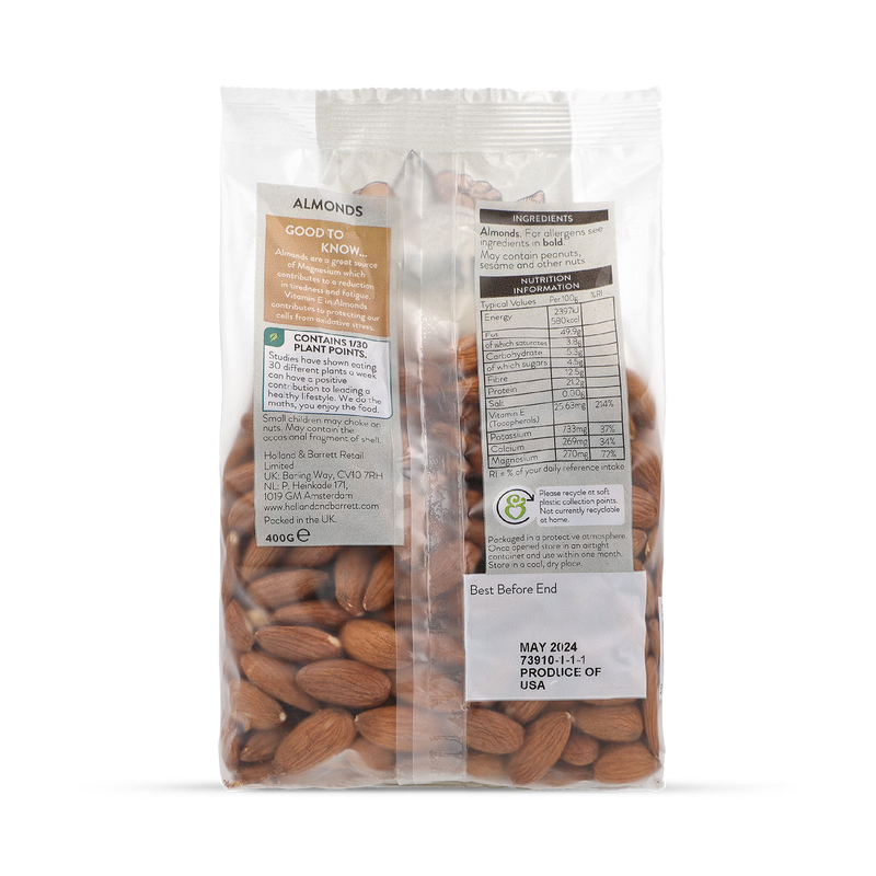 Holland & Barrett whole almonds 400g, UK version