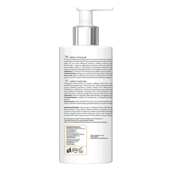 Apis ADENO-C Flash Glow face massage cream 300ml - British product