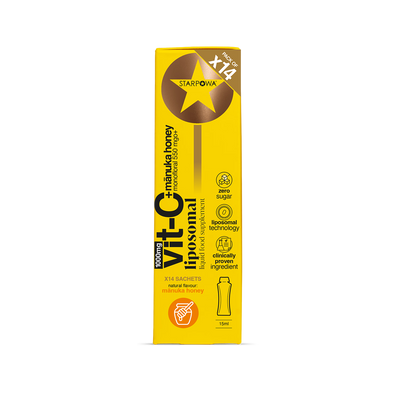 Holland & Barrett Starpowa Vit-C Liquid Liposomal 1000mg with Manuka Honey 550 MGO Dietary Supplement 14 Sachets- Buy online at McGrocer