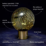 Candlelight green globe LED table lamp 24cm, imported from the UK