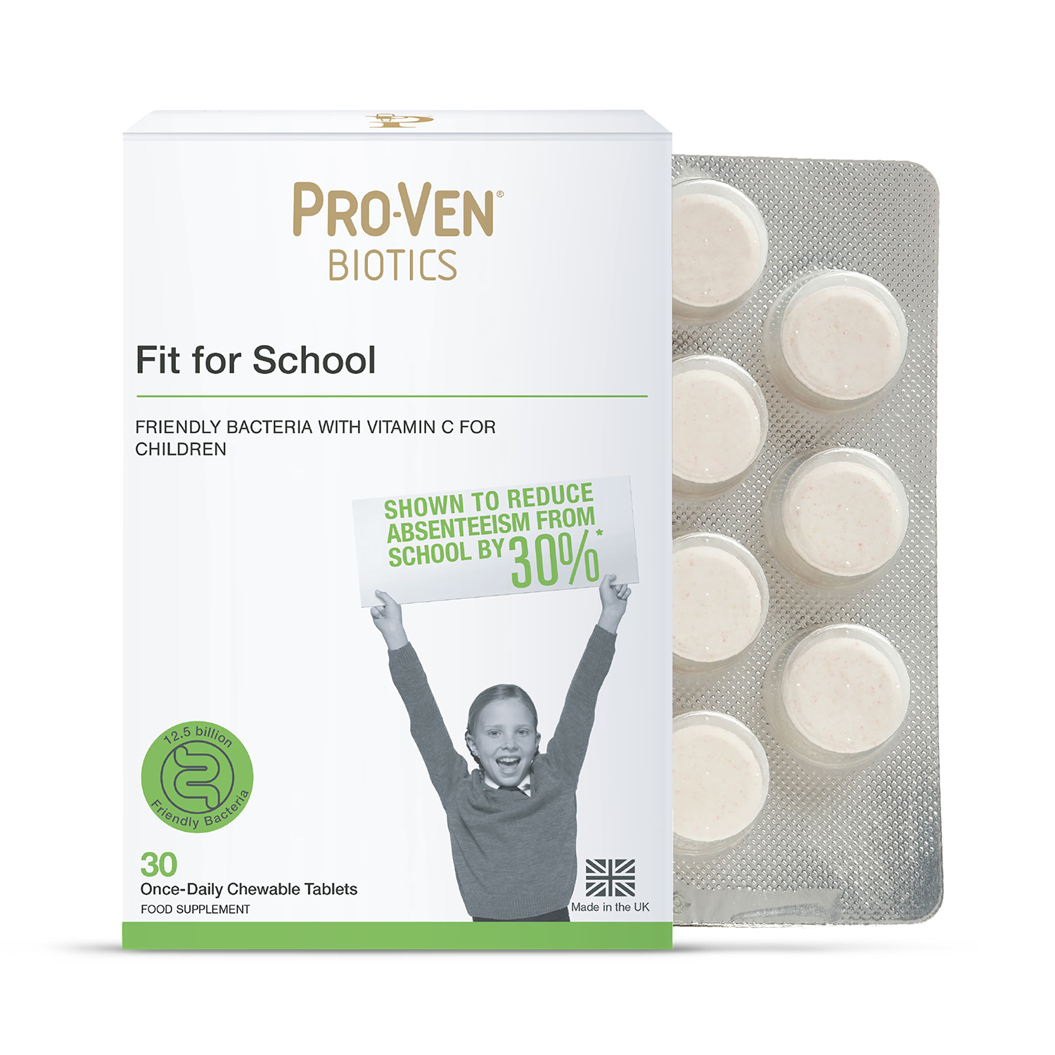 Pro-Ven Biotics Probiotic Chewable Tablets Strawberry 30, imported from the UK