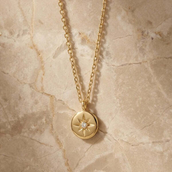 MUCHV gold coin necklace with star pendant 41cm chain - British product