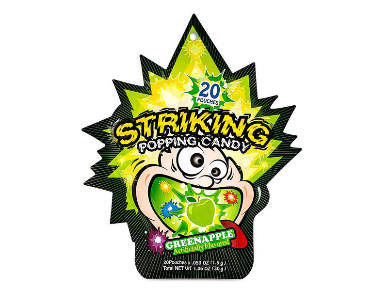 Striking green apple popping candy, imported from the UK