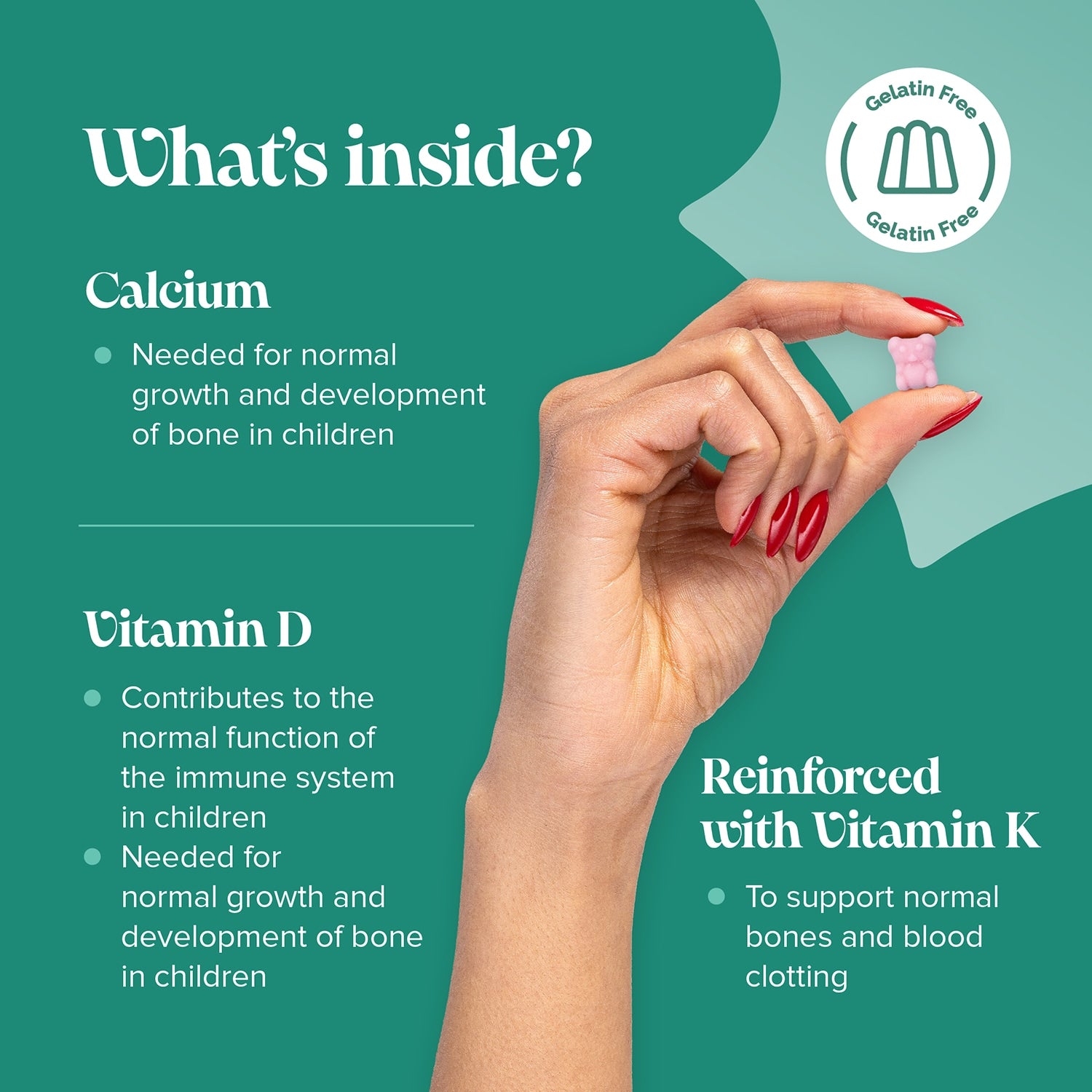 Novomins Kid's Calcium, Vitamin D & K2 30 Strawberry Flavour Gummies - 998882