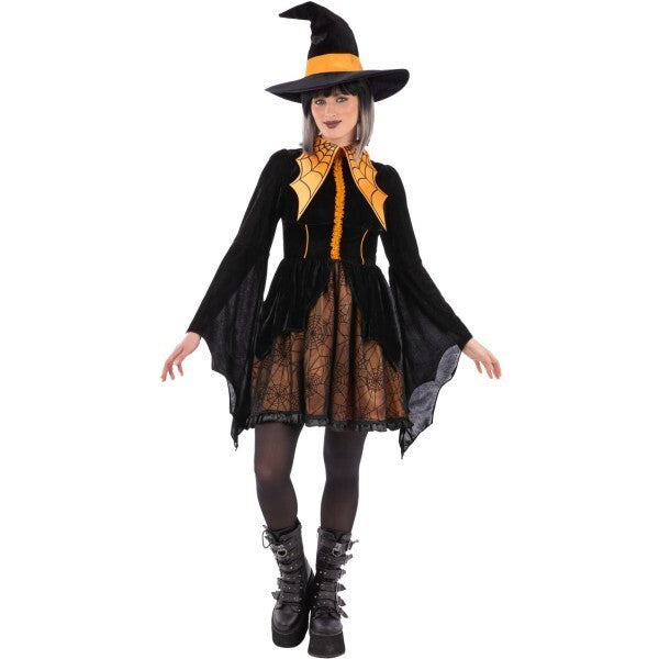 Smiffys orange spider witch cosplay costume, UK version