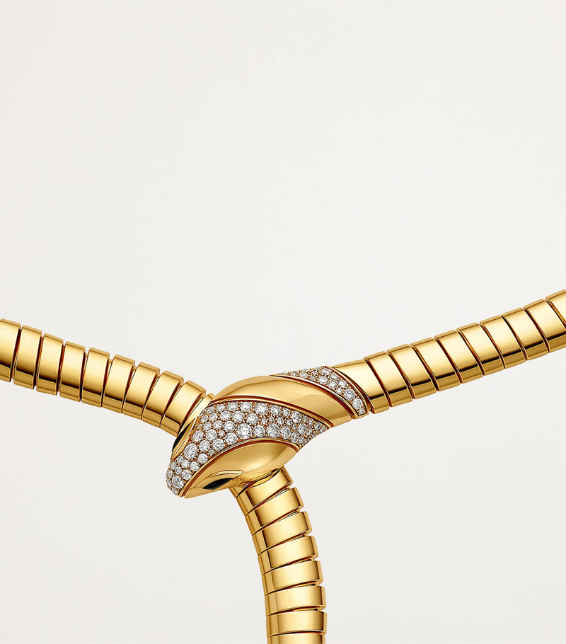 Bvlgari Serpenti tubogas necklace yellow gold diamonds, UK version