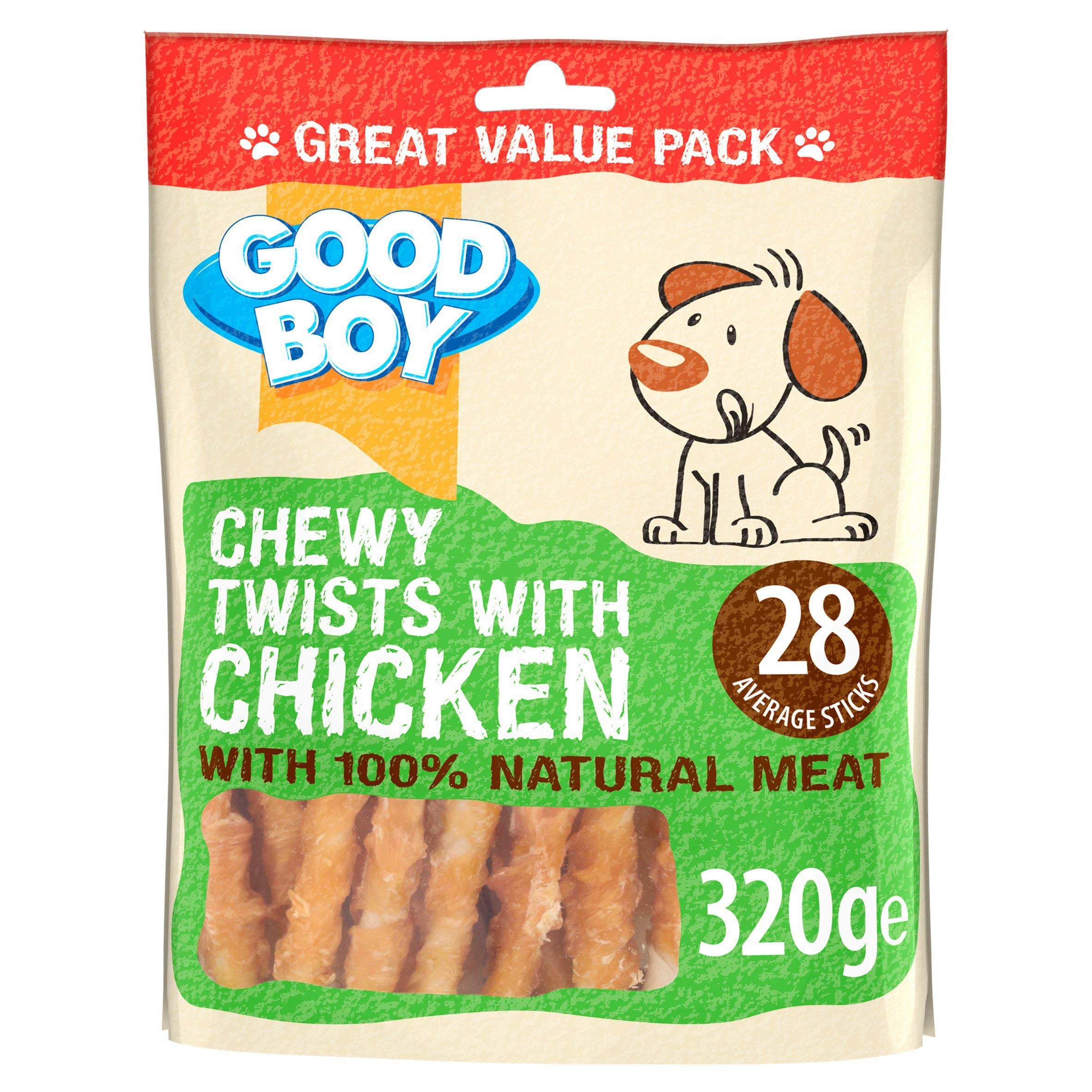 Good Boy Pawsley & Co Chewy Twists with Chicken Dog Treats 320g Dog chews Sainsburys   