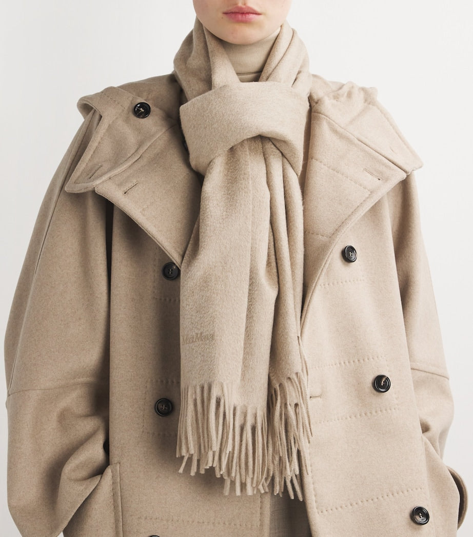 Max Mara cashmere fringed scarf, imported from the UK