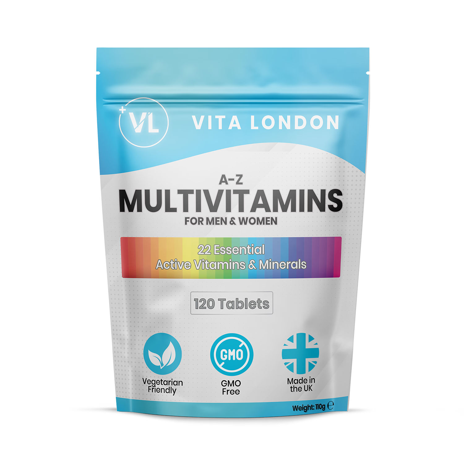 Vita London multivitamin with iron 120 tablets, imported from the UK