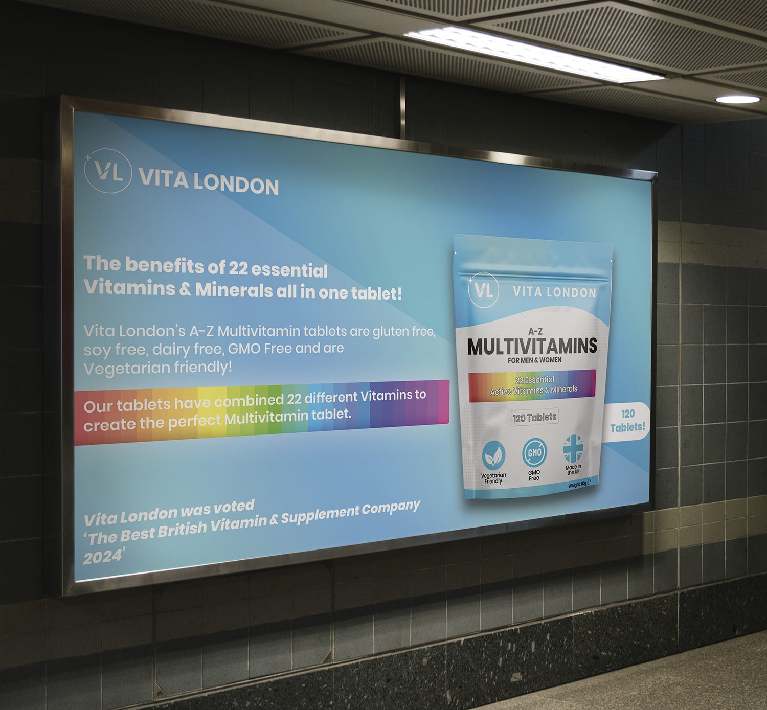 Vita London multivitamin with iron 120 tablets, imported from the UK