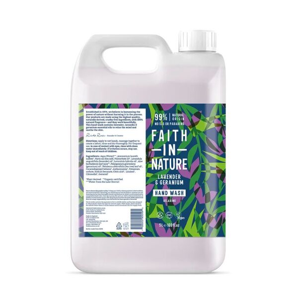 Faith In Nature lavender & geranium hand wash 5 litre (British brand)