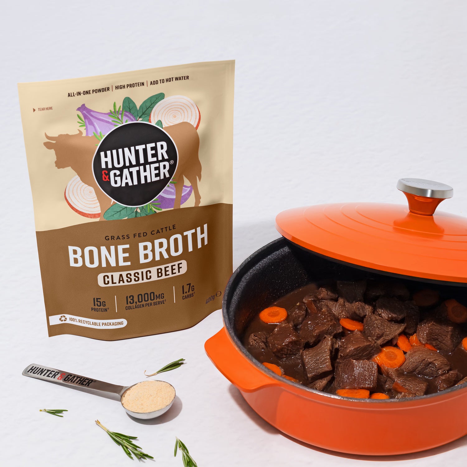Hunter & Gather bone broth classic 400g - British product