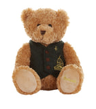 Plush Soft Toy Bear with Golden Thread Detailing and Satin Bow